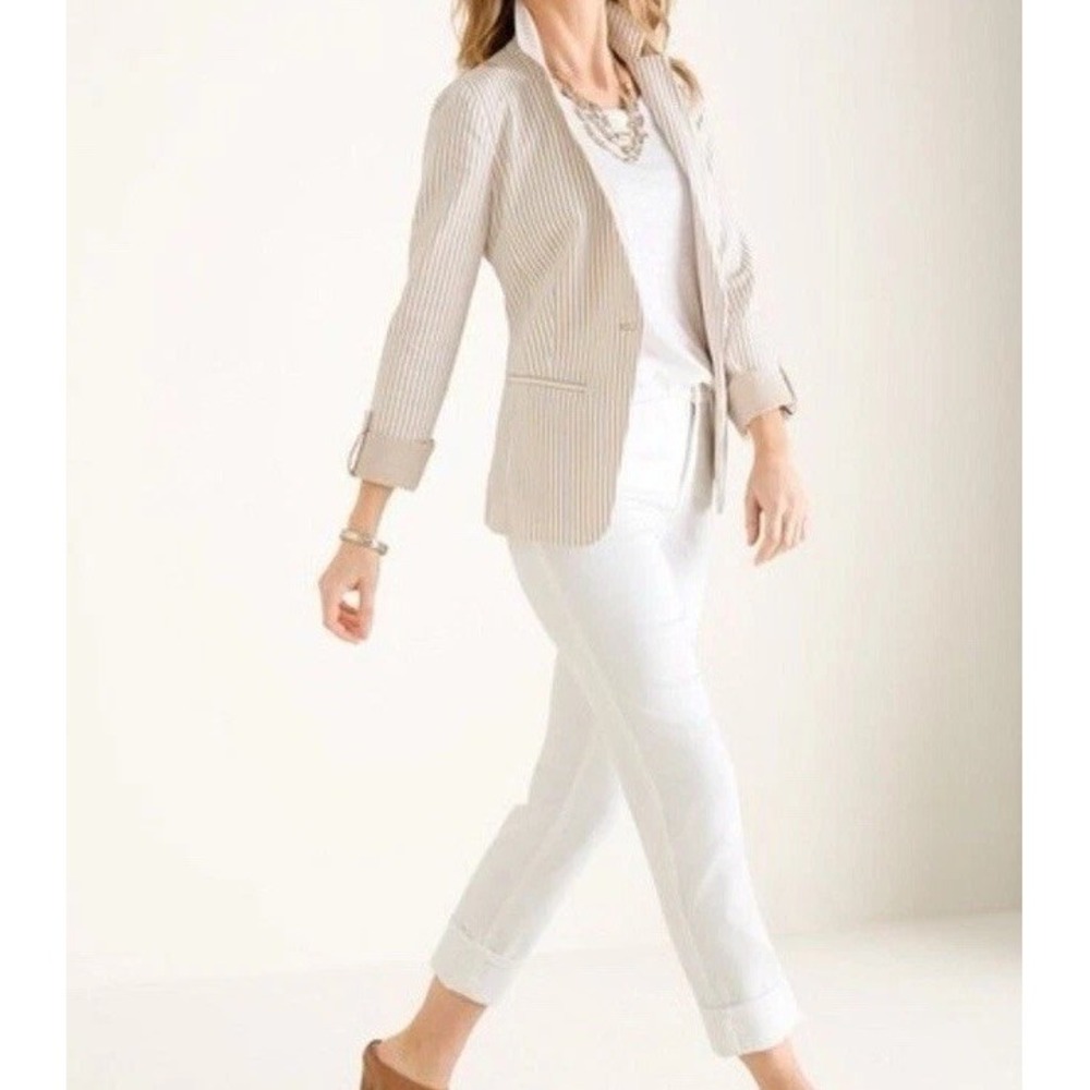 Chicos Fabulously Slimming White Crop Pants Size 3 XL Cuffed Stretch Denim Jeans